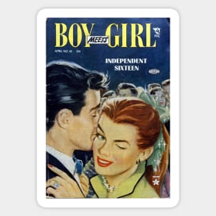 Vintage Romance Comic Book Cover - Boy Meets Girl Sticker